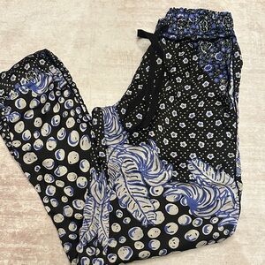 Poupette St. Barth Black and Blue Floral Pants